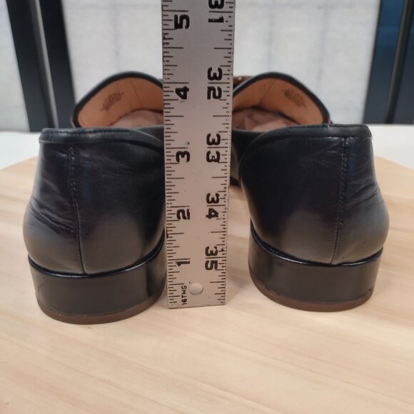 Louise et Cie Emlen Black Leather Square Toe Tortoise Chain Loafers Women US 8.5 - Picture 7 of 13